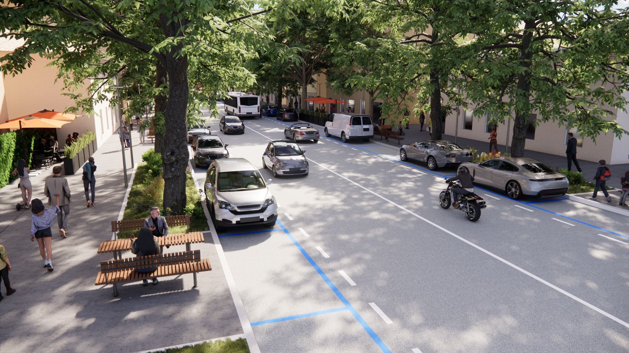 Rendering della strada nell'ipotesi di progetto