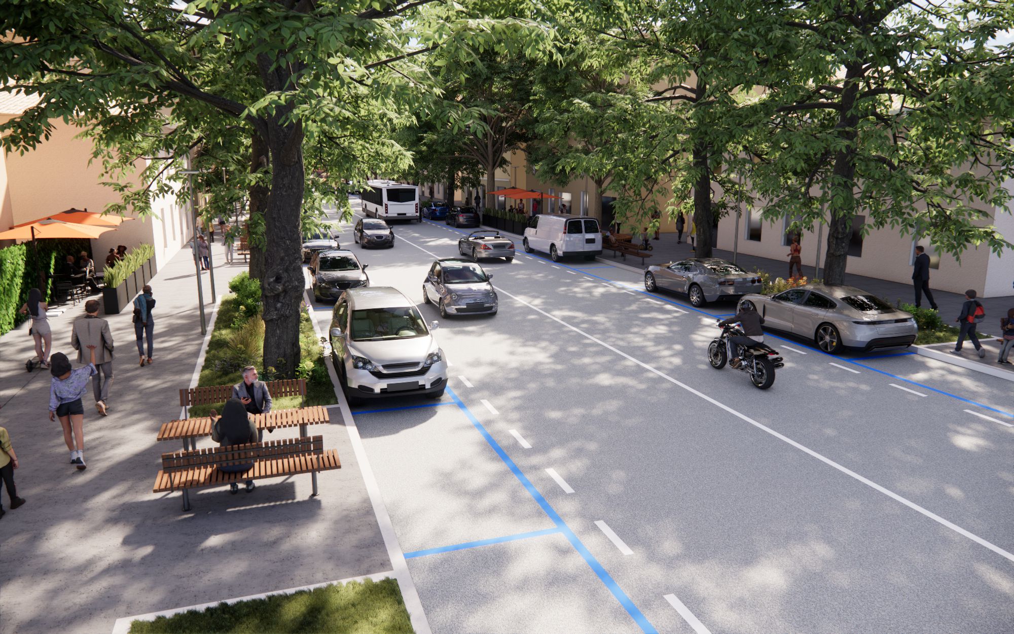 Rendering della strada nell'ipotesi di progetto