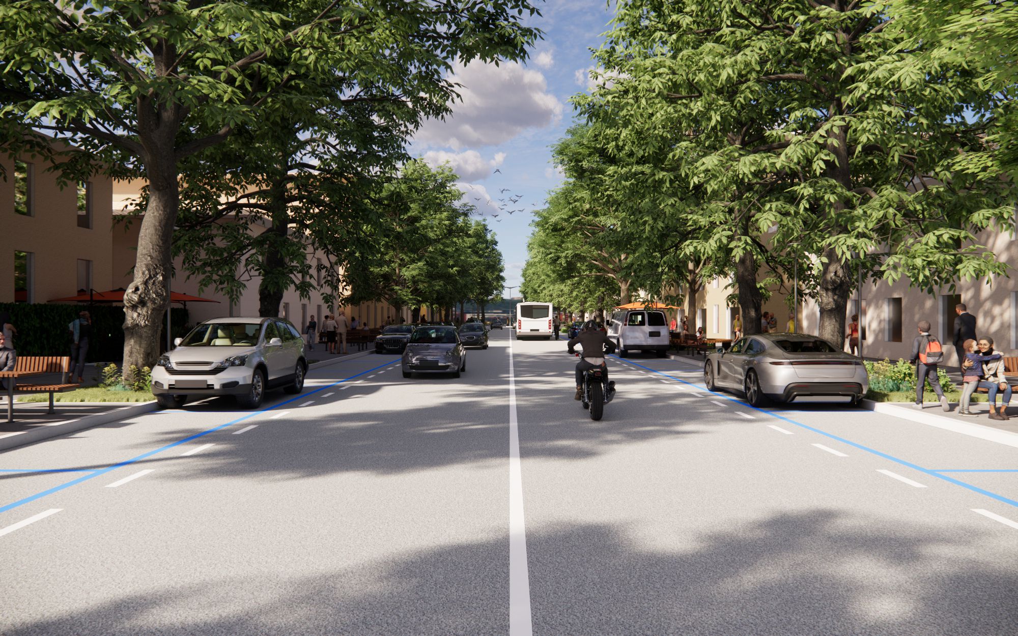Rendering della strada nell'ipotesi di progetto